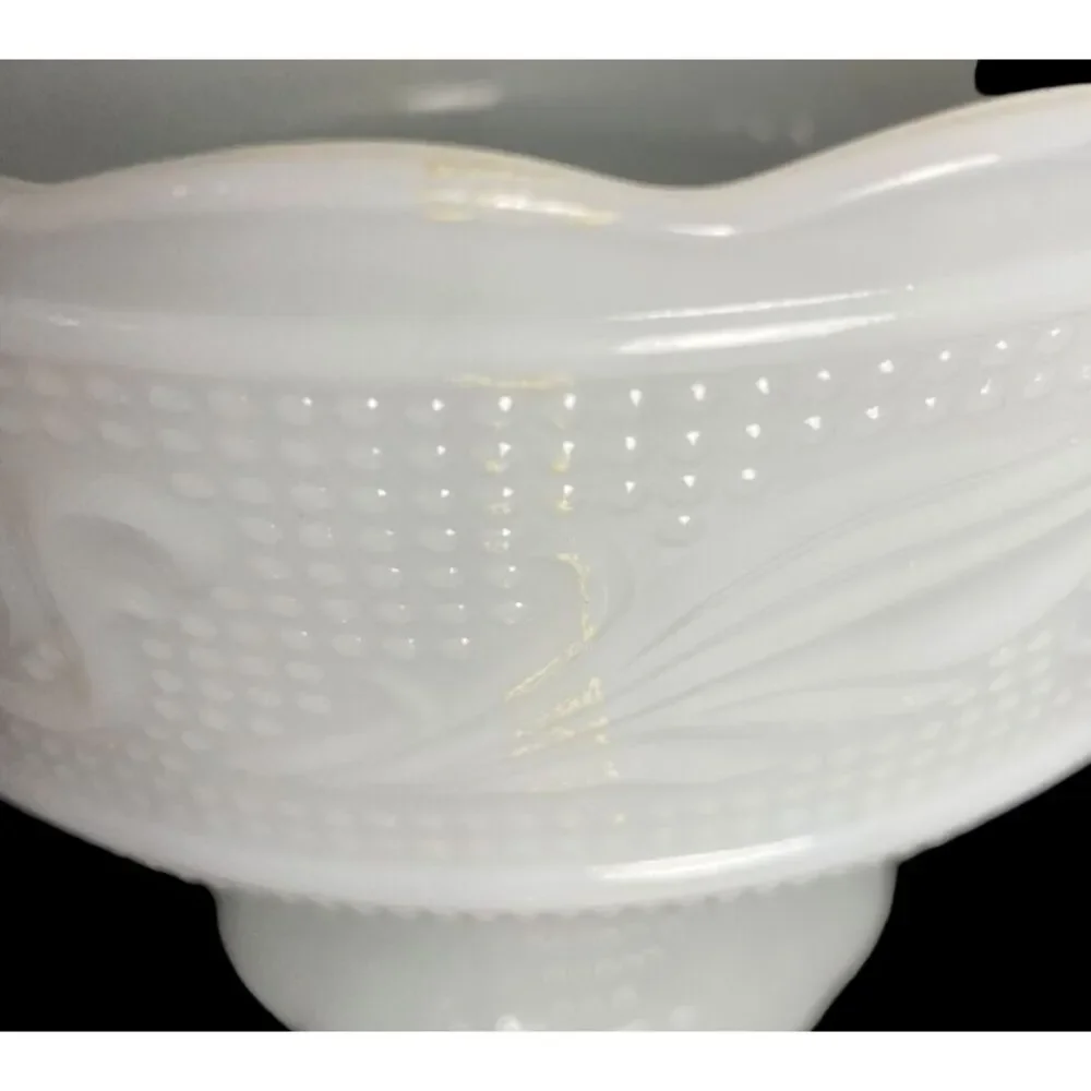 Vintage E.O. Brody Co. Milk‎ Glass Pedestal Bowl Made in USA 5.5